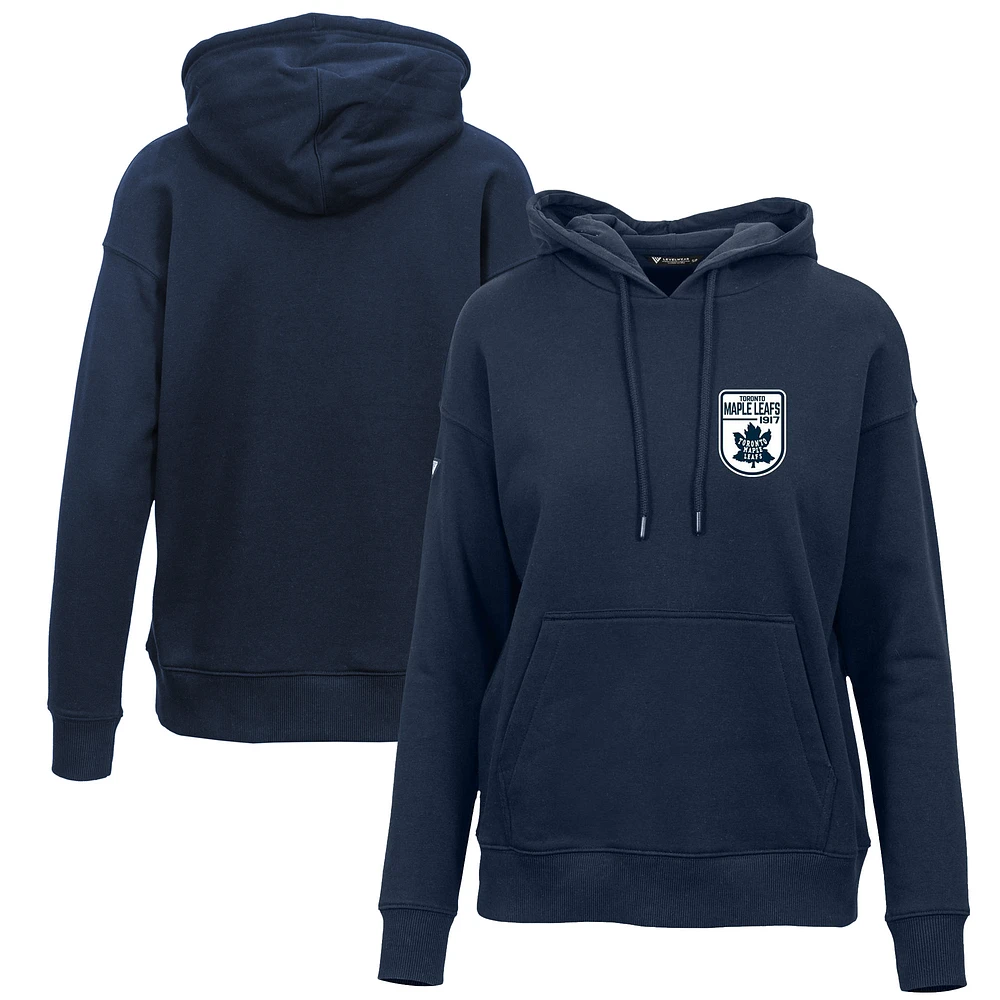 Women's Levelwear Navy Toronto Maple Leafs Retro Adorn Pullover Hoodie