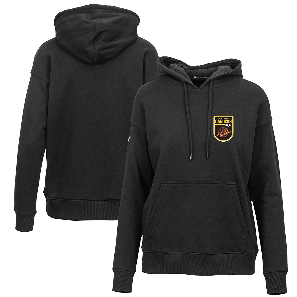 Women's Levelwear Black Vancouver Canucks Retro Adorn Pullover Hoodie