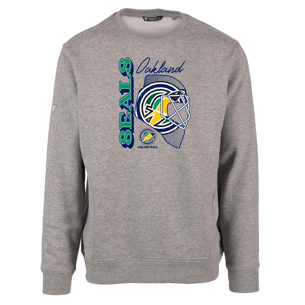 Men's Levelwear Gray Oakland Seals Throwback Retro Zane Netminder Pullover Sweatshirt