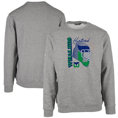 Men's Levelwear Heather Gray Hartford Whalers Retro Zane Netminder Sweatshirt