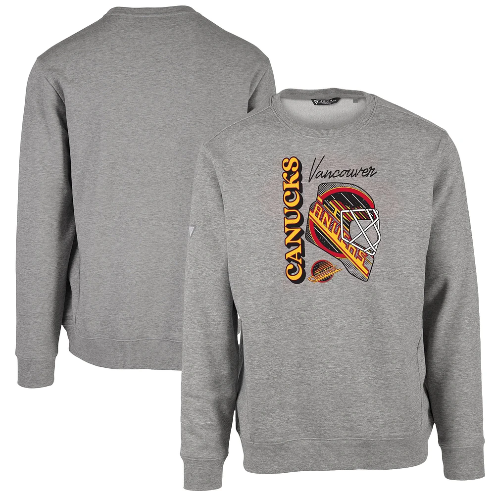Men's Levelwear Heather Gray Vancouver Canucks Retro Zane Netminder Sweatshirt