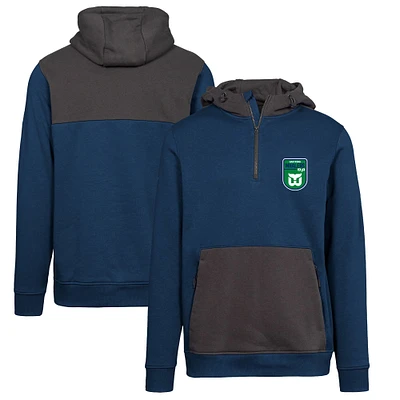 Men's Levelwear Navy Hartford Whalers Retro Chicane Quarter-Zip Pullover Hoodie