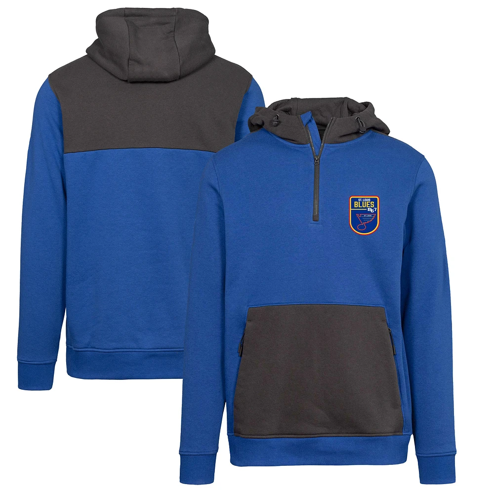 Men's Levelwear Blue St. Louis Blues Retro Chicane Quarter-Zip Pullover Hoodie