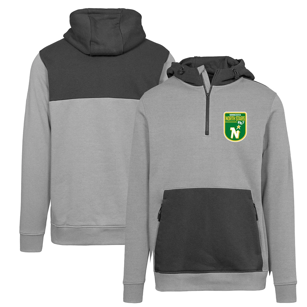 Men's Levelwear Gray Minnesota North Stars Retro Chicane Quarter-Zip Pullover Hoodie