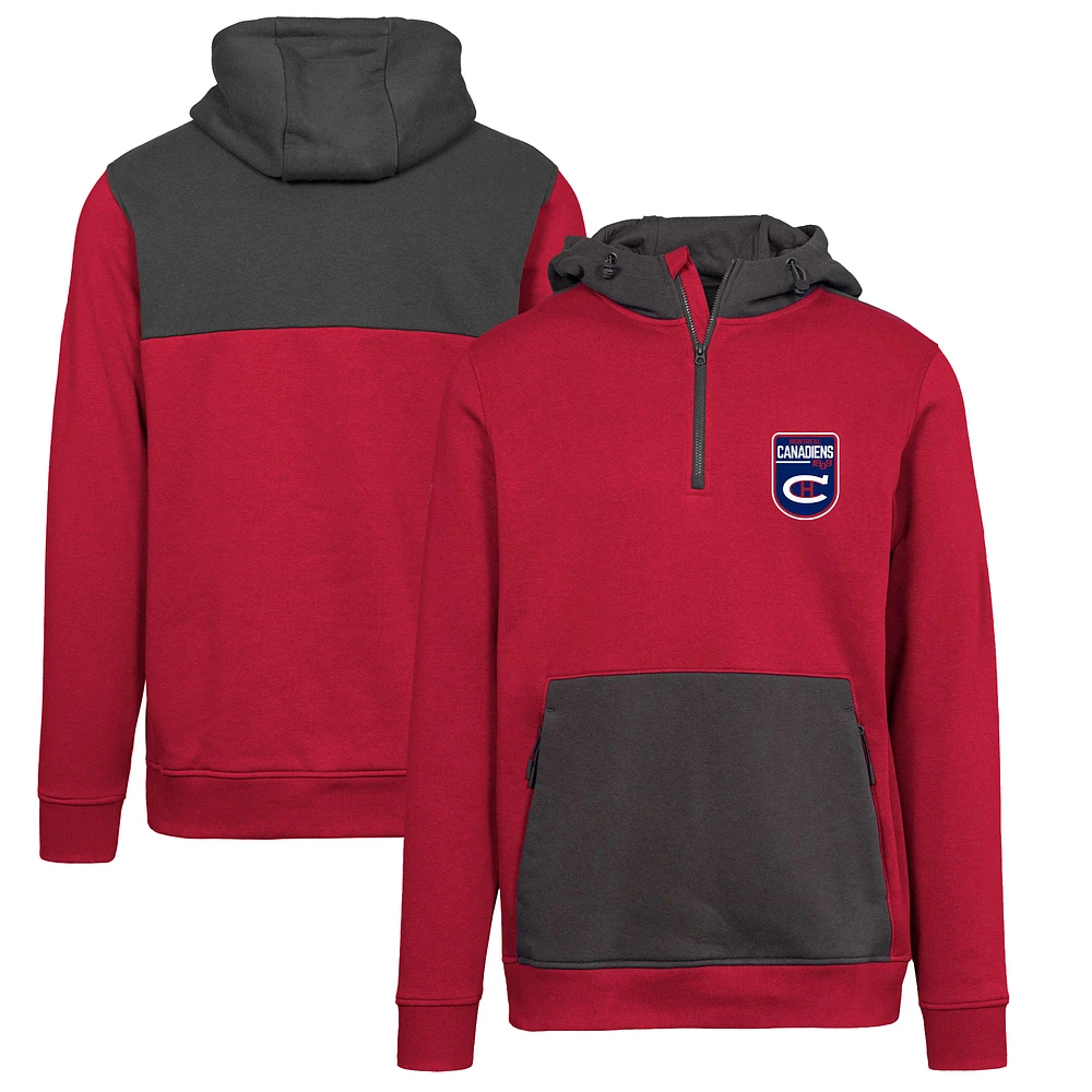 Men's Levelwear Red Montreal Canadiens Retro Chicane Quarter-Zip Pullover Hoodie