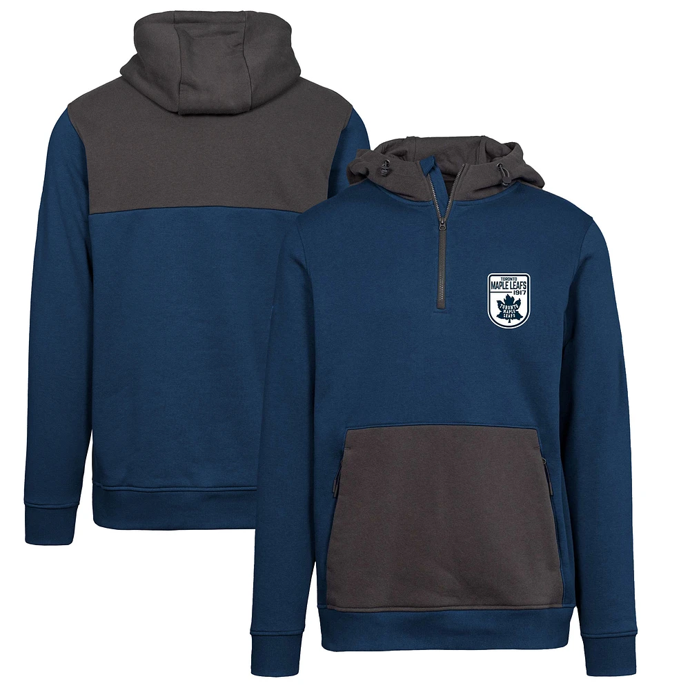 Men's Levelwear Navy Toronto Maple Leafs Retro Chicane Quarter-Zip Pullover Hoodie