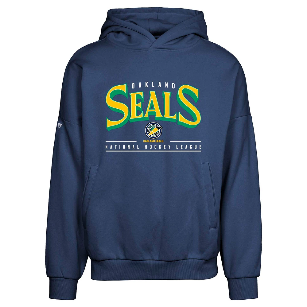 Men's Levelwear Navy Oakland Seals Throwback Retro Contact Pullover Hoodie