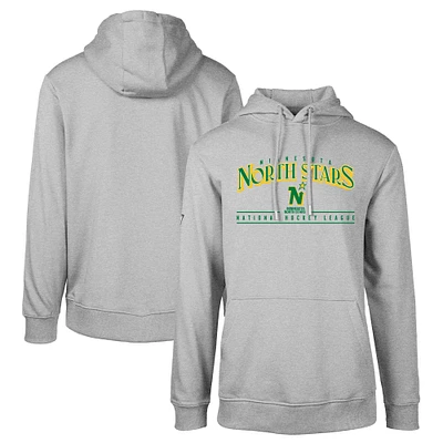 Men's Levelwear Gray Minnesota North Stars Retro Podium Spellout Pullover Hoodie