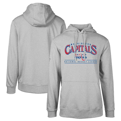 Men's Levelwear Gray Washington Capitals Retro Podium Spellout Pullover Hoodie