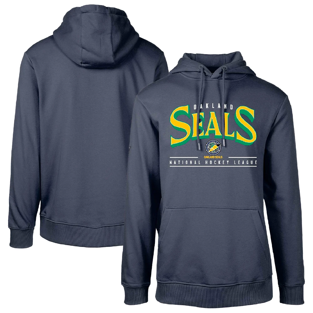Men's Levelwear Navy Oakland Seals Throwback Retro Podium Spellout Pullover Hoodie