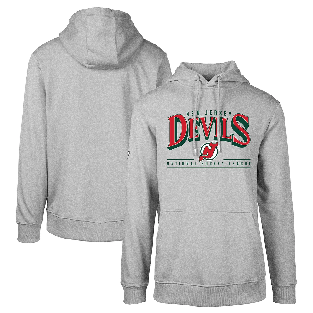 Men's Levelwear Gray New Jersey Devils Retro Podium Spellout Pullover Hoodie