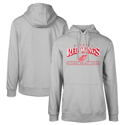 Men's Levelwear Gray Detroit Red Wings Retro Podium Spellout Pullover Hoodie