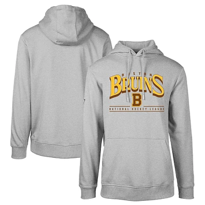 Men's Levelwear Gray Boston Bruins Retro Podium Spellout Pullover Hoodie