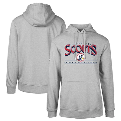 Men's Levelwear Gray Kansas City Scouts Retro Podium Spellout Pullover Hoodie