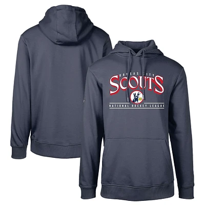 Men's Levelwear Navy Kansas City Scouts Retro Podium Spellout Pullover Hoodie