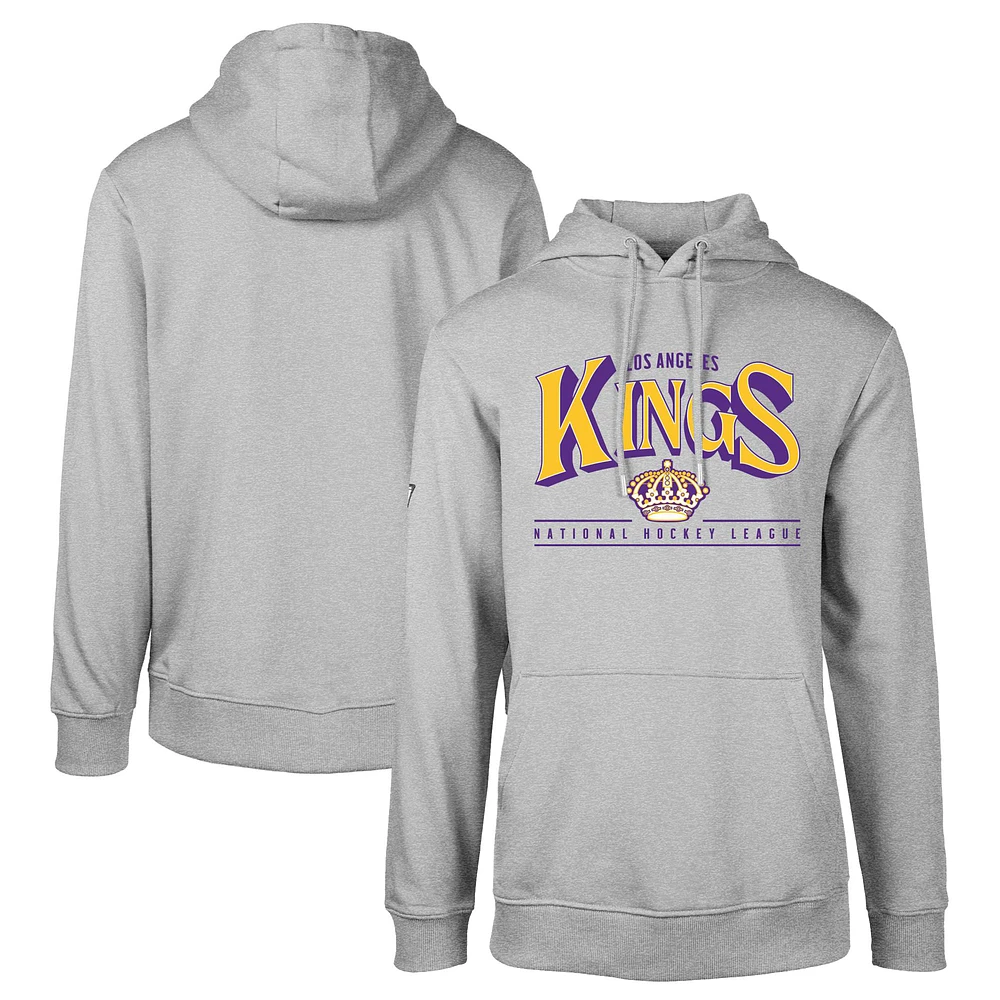 Men's Levelwear Gray Los Angeles Kings Retro Podium Spellout Pullover Hoodie