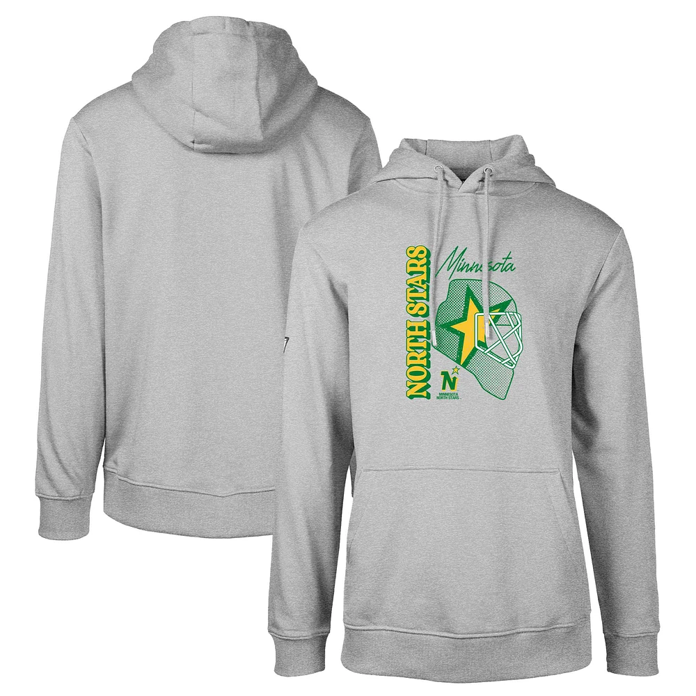 Men's Levelwear Heather Gray Minnesota North Stars Retro Podium Netminder Pullover Hoodie