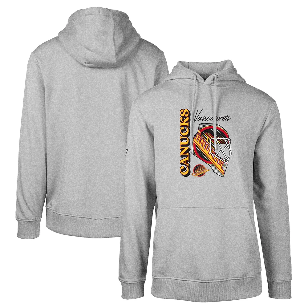 Men's Levelwear Heather Gray Vancouver Canucks Retro Podium Netminder Pullover Hoodie