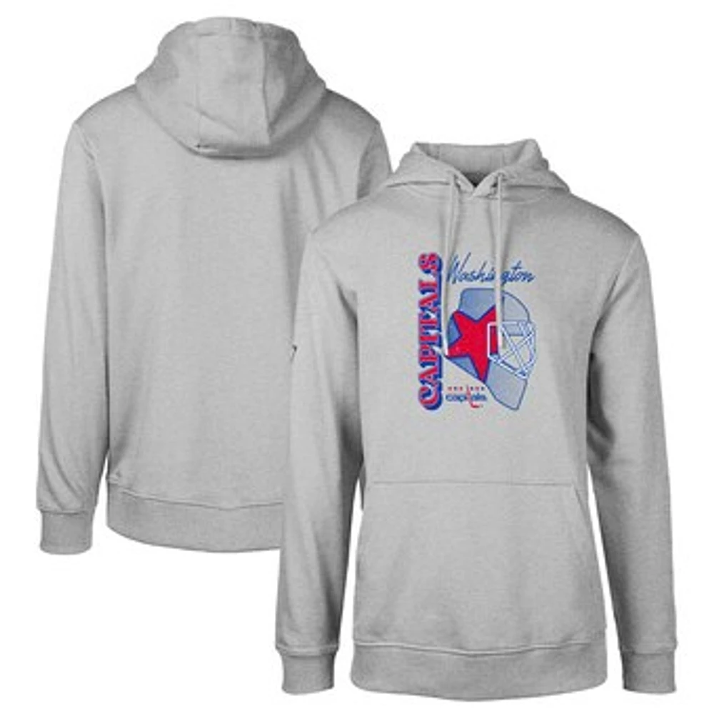Men's Levelwear Heather Gray Washington Capitals Retro Podium Netminder Pullover Hoodie