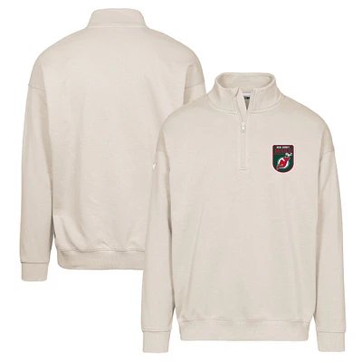 Men's Levelwear Khaki New Jersey Devils Retro Murray Quarter-Zip Pullover Top