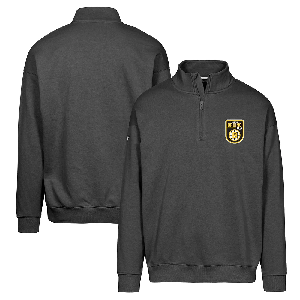 Men's Levelwear Black Boston Bruins Retro Murray Quarter-Zip Pullover Top