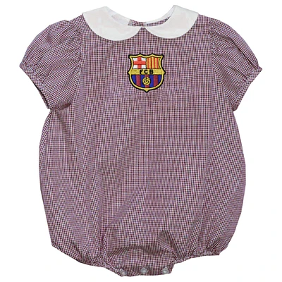 Girls Infant Vive La Fete Maroon Barcelona Gingham Puffy Bubble Dress