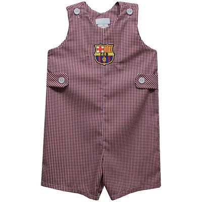 Infant Vive La Fete Maroon Barcelona Gingham Jon Jon Romper