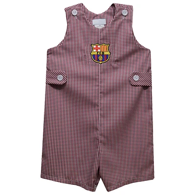 Toddler Vive La Fete Maroon Barcelona Gingham Jon Romper