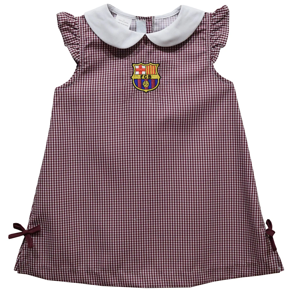 Girls Toddler Vive La Fete Maroon Barcelona Gingham A-Line Dress