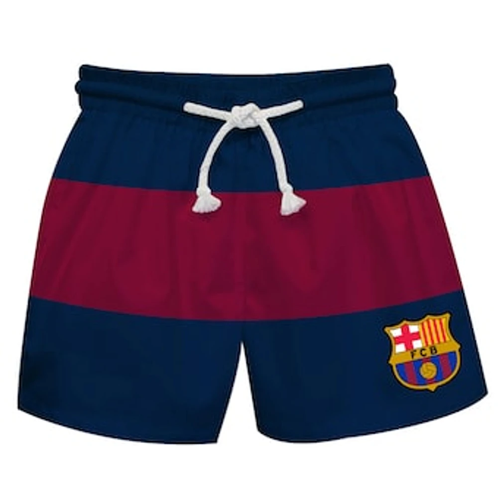 Toddler Vive La Fete Navy/Maroon Barcelona Stripe Swim Trunks