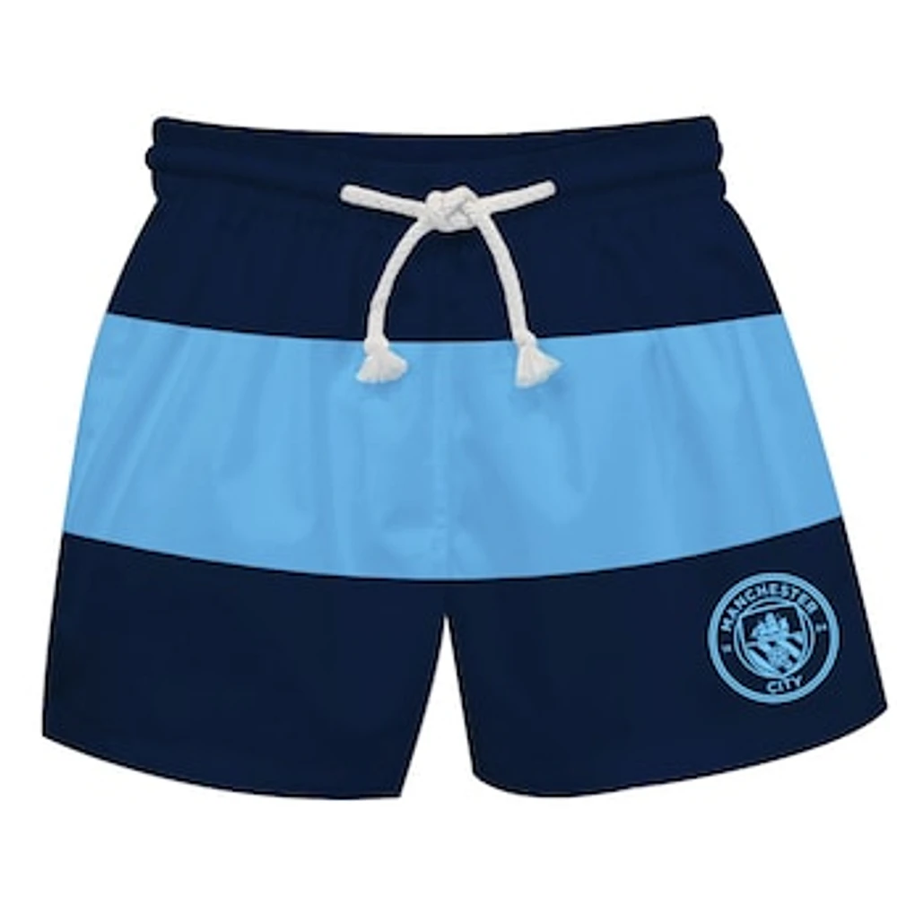 Youth Vive La Fete Navy/Sky Blue Manchester City Stripe Swim Trunks