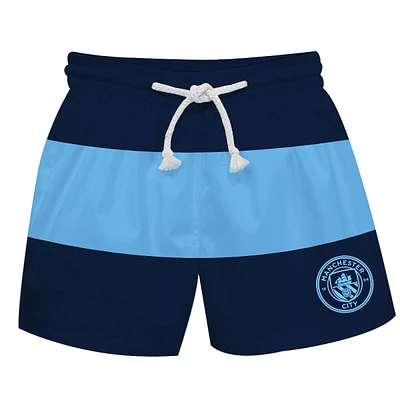 Youth Vive La Fete Navy/Sky Blue Manchester City Stripe Swim Trunks