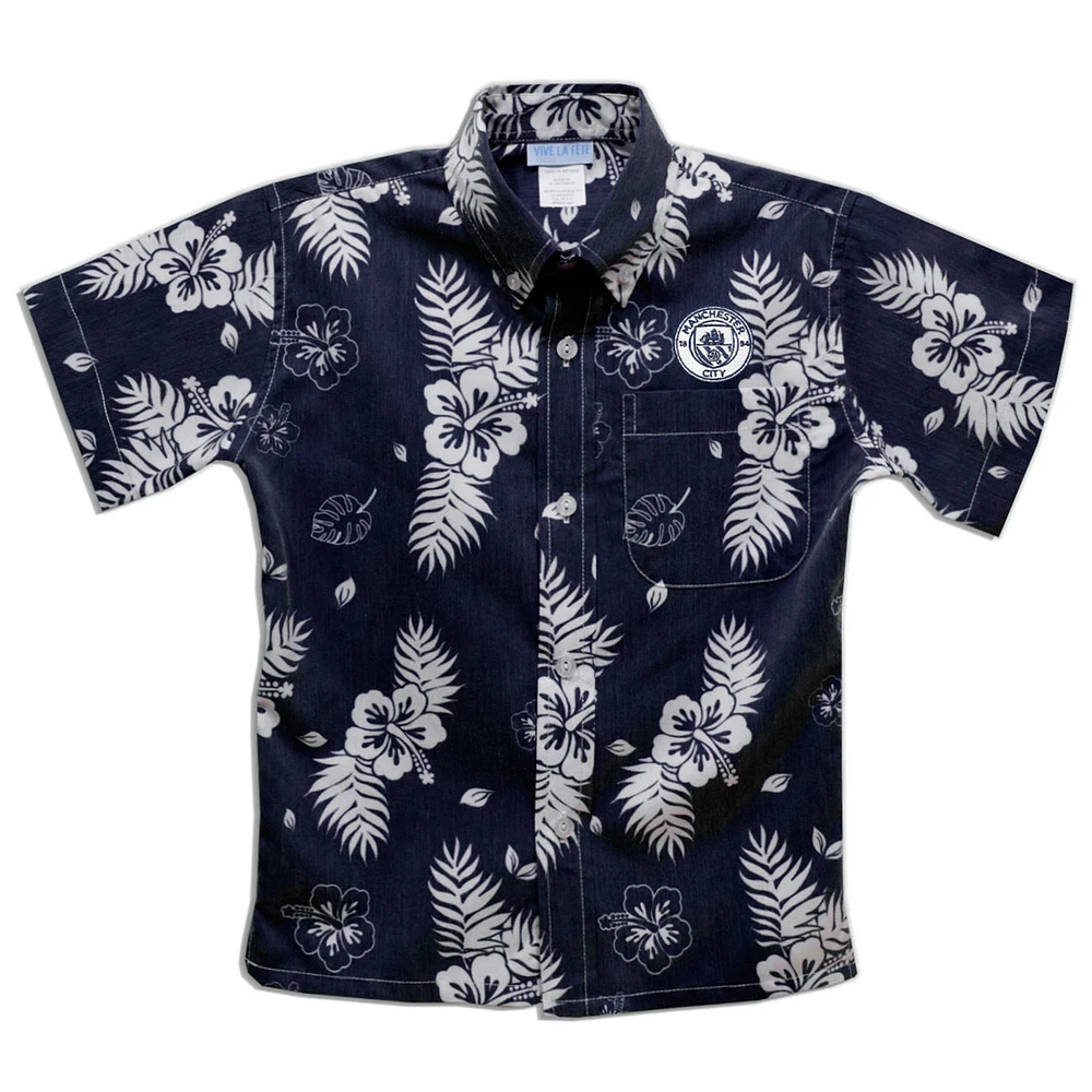 Toddler Vive La Fete Navy Manchester City Hawaiian Print Button Down Shirt