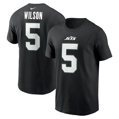 Men's Nike Garrett Wilson Black New York Jets Name & Number T-Shirt
