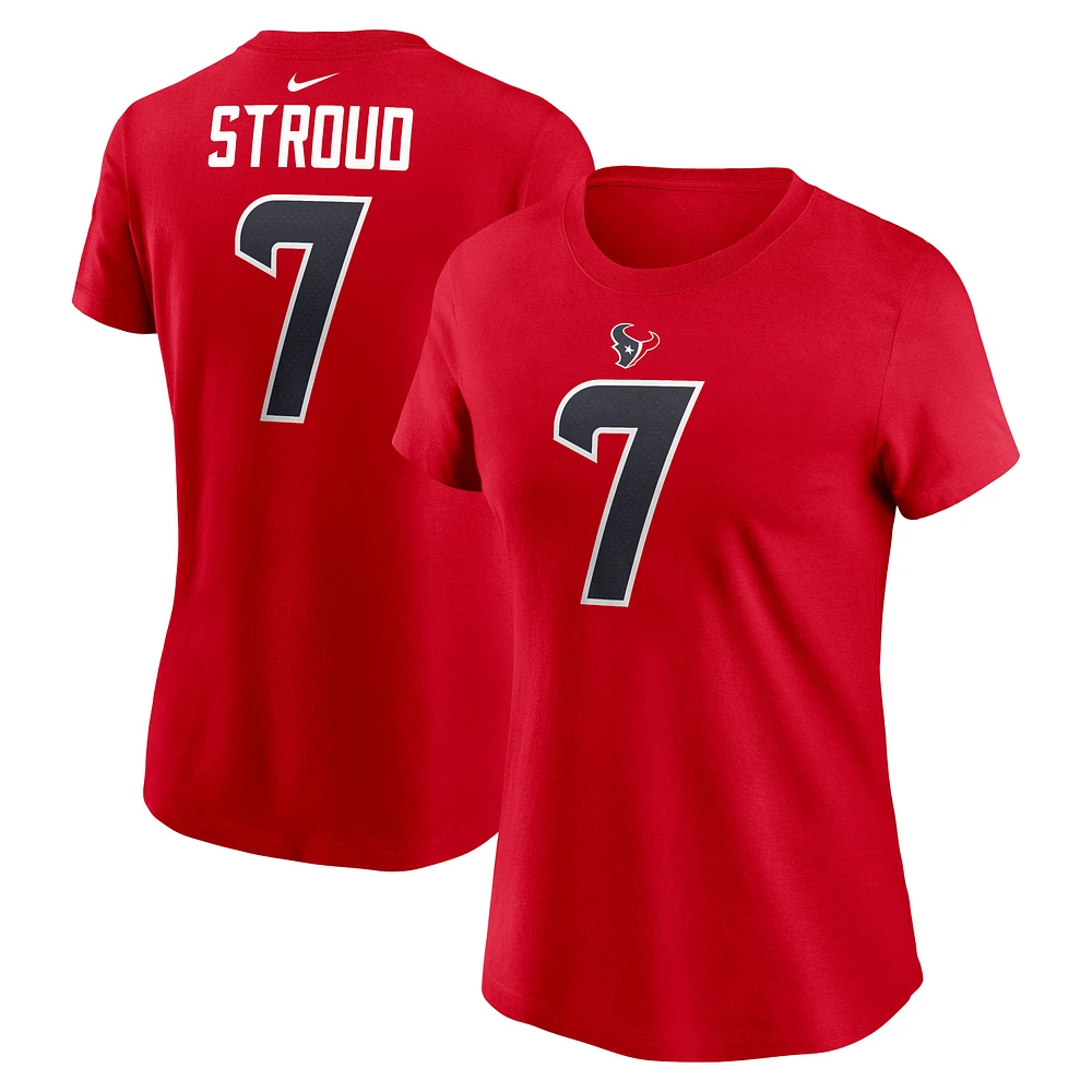 Women's Nike C.J. Stroud Red Houston Texans Player Name & Number T-Shirt