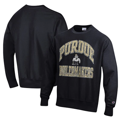 Men's Champion Black Purdue Boilermakers Vault Late Night Reverse Weave Pullover Sweatshirt