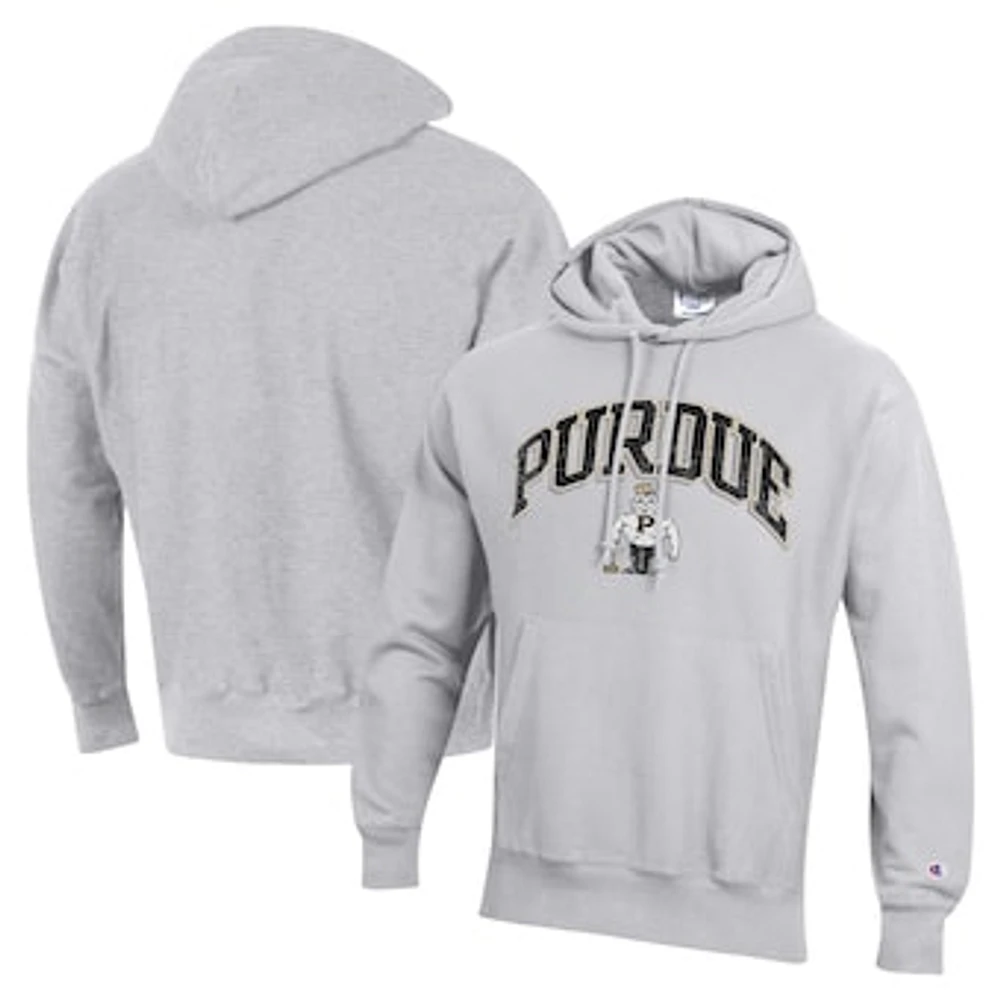 Men's Champion Heather Gray Purdue Boilermakers Vault Late Night Reverse Weave Pullover Hoodie