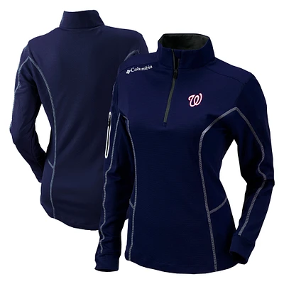 Women's Columbia Navy Washington Nationals Omni-Wick Shotgun Quarter-Zip Pullover Top
