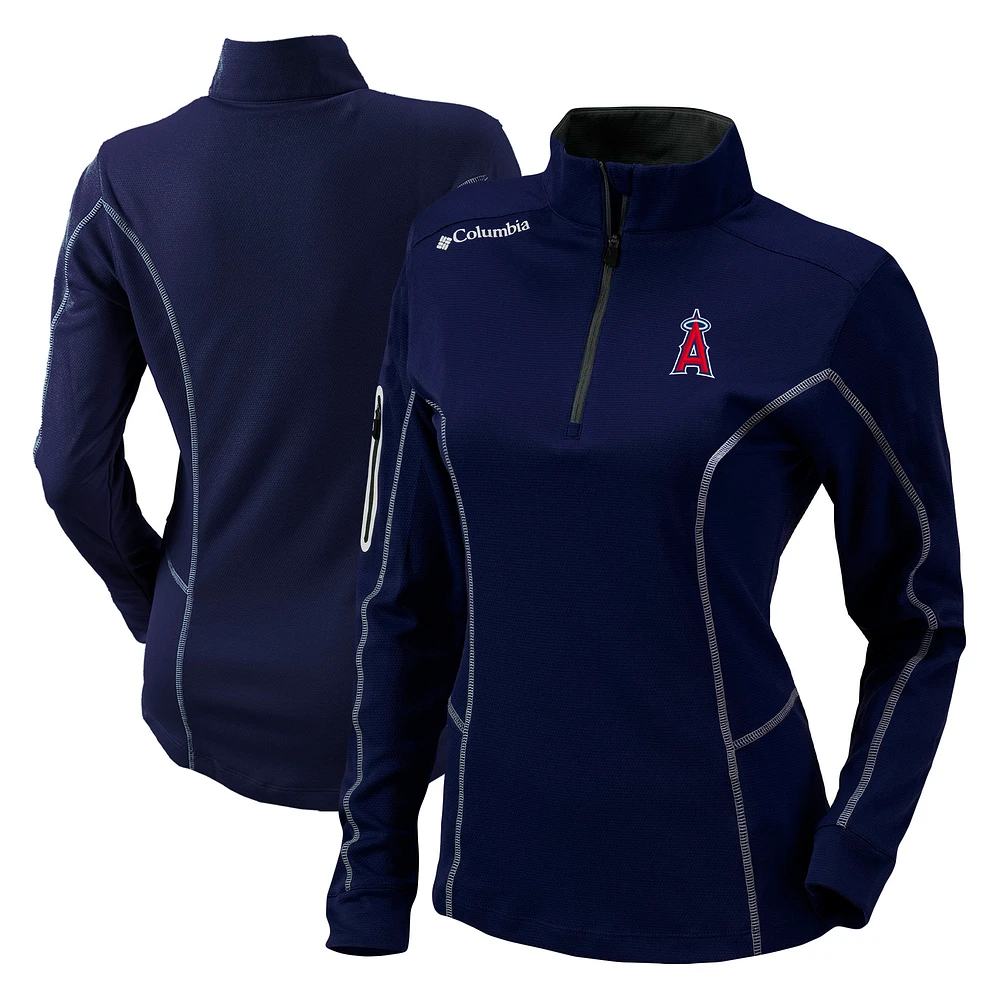 Women's Columbia Navy Los Angeles Angels Omni-Wick Shotgun Quarter-Zip Pullover Top