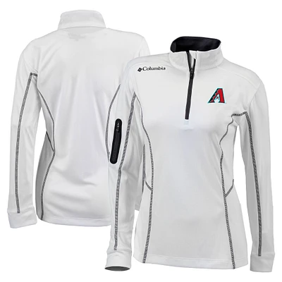 Women's Columbia White Arizona Diamondbacks Omni-Wick Shotgun Quarter-Zip Pullover Top