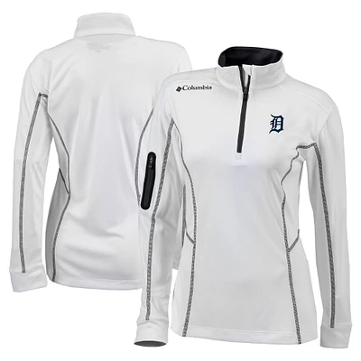 Women's Columbia White Detroit Tigers Omni-Wick Shotgun Quarter-Zip Pullover Top