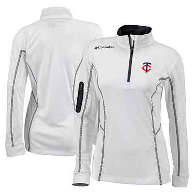 Women's Columbia White Minnesota Twins Omni-Wick Shotgun Quarter-Zip Pullover Top