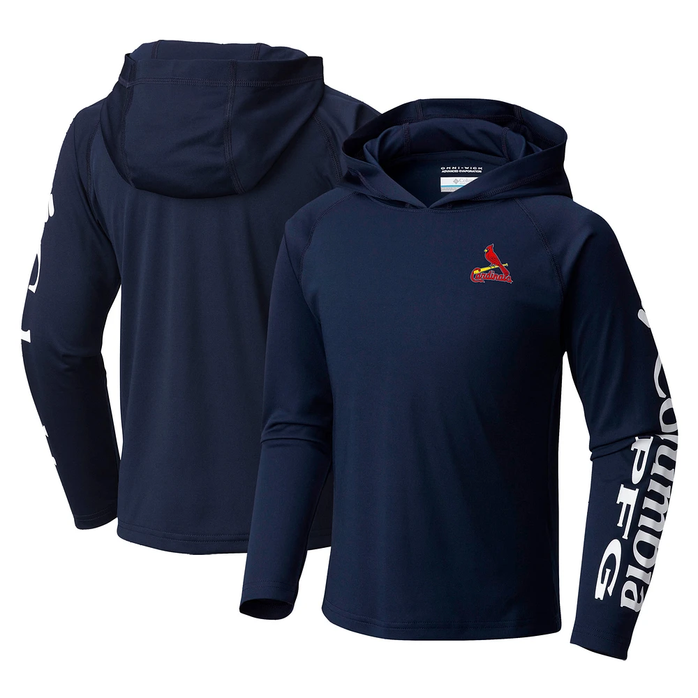 Youth Columbia Navy St. Louis Cardinals Terminal Tackle Long Sleeve Hoodie T-Shirt