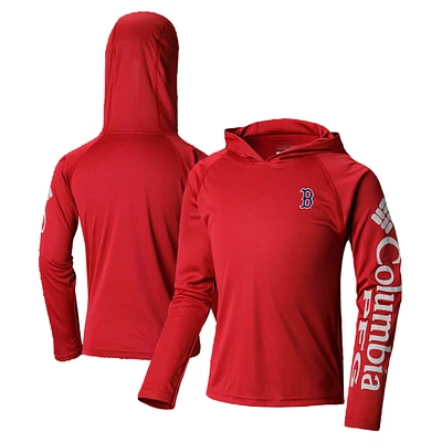 Youth Columbia Red Boston Sox Terminal Tackle Long Sleeve Hoodie T-Shirt
