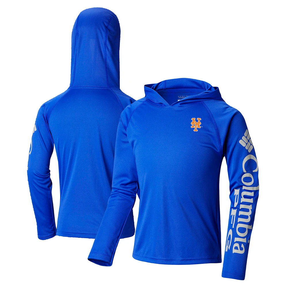 Youth Columbia Royal New York Mets Terminal Tackle Long Sleeve Hoodie T-Shirt