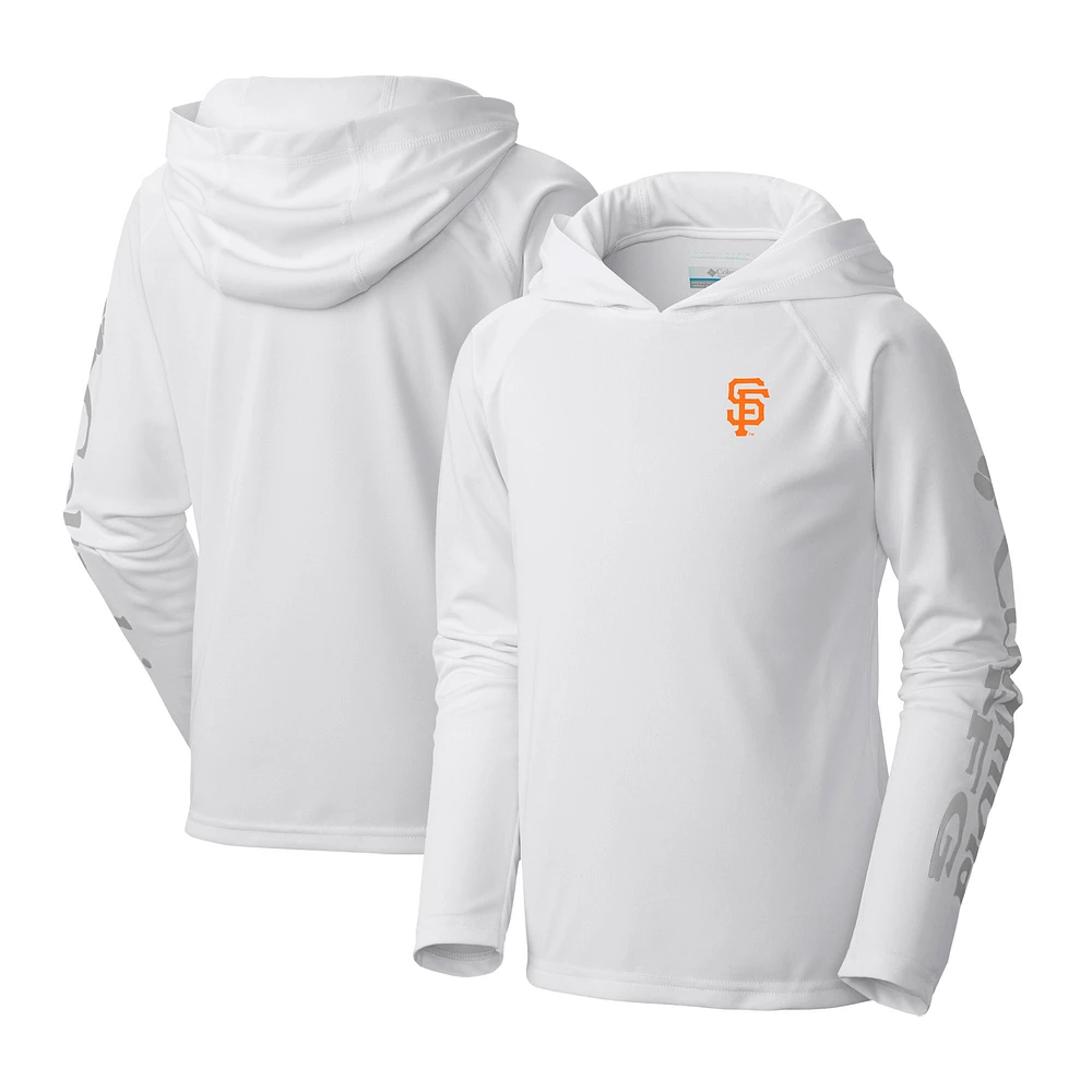 Youth Columbia White San Francisco Giants Terminal Tackle Long Sleeve Hoodie T-Shirt