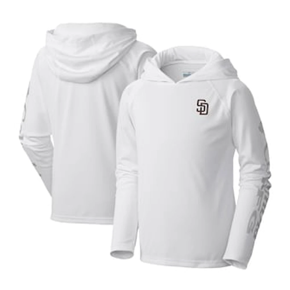 Youth Columbia White San Diego Padres Terminal Tackle Long Sleeve Hoodie T-Shirt
