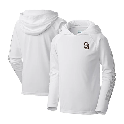 Youth Columbia White San Diego Padres Terminal Tackle Long Sleeve Hoodie T-Shirt