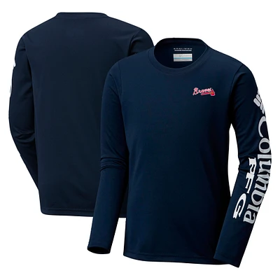 Youth Columbia Navy Atlanta Braves Terminal Tackle Long Sleeve T-Shirt