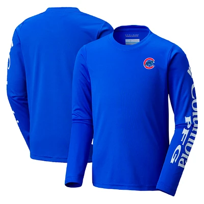 Youth Columbia Royal Chicago Cubs Terminal Tackle Long Sleeve T-Shirt